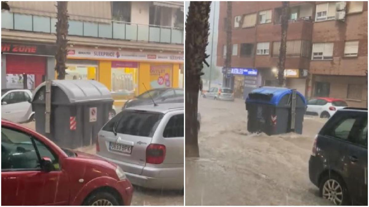 Carrera de contenedores flotando en las calles de Torrent