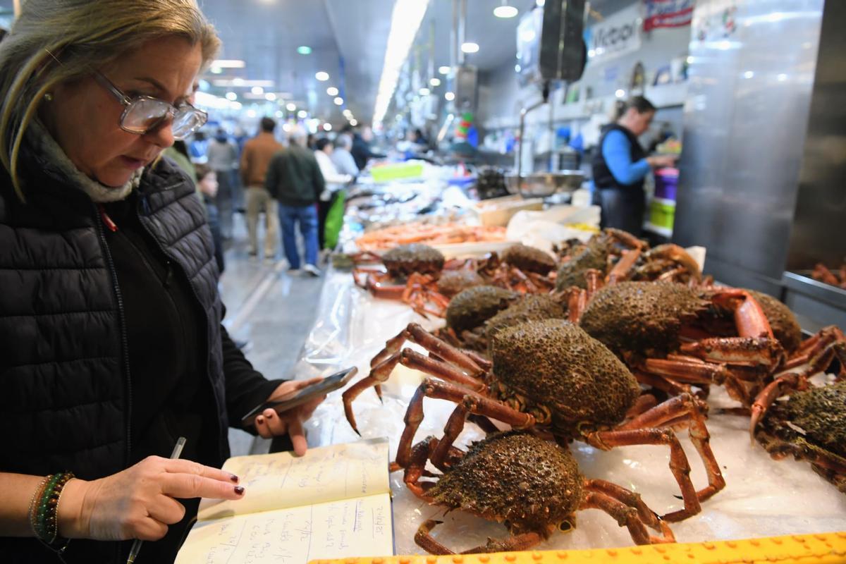 Marisco de la plaza de Lugo en la víspera de Nochebuena