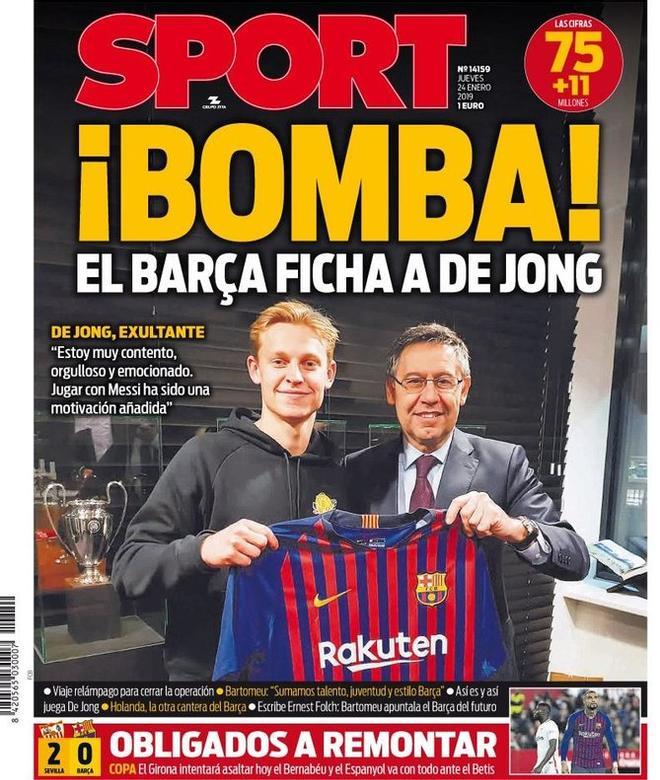 2019 - El FC Barcelona firma el fichaje de Frenkie De Jong procedente del Ajax