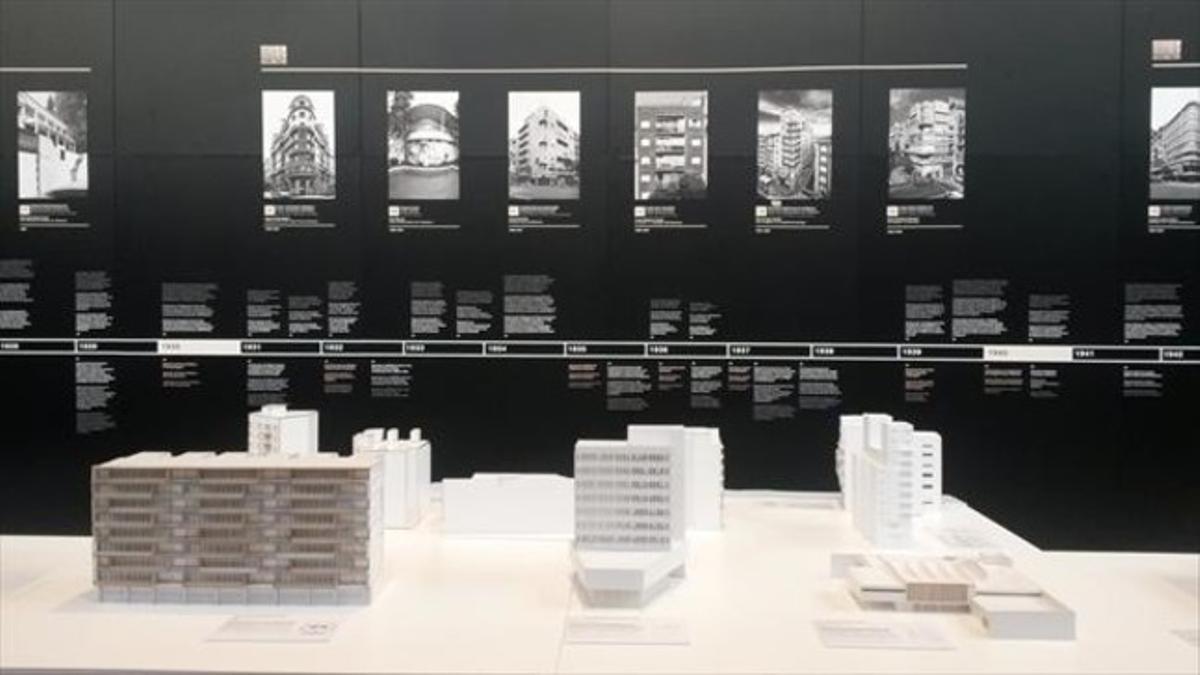 Imagen de la exposición 'Modernitat(s)', con más de 40 maquetas de edificios construidos entre 1924 y 1975.