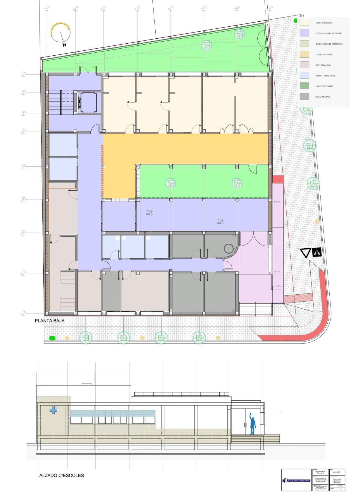 Plano del centro de salud de Beniparrell.