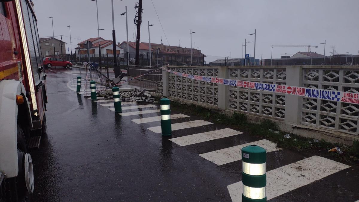 Muro desplomado en Portonovo