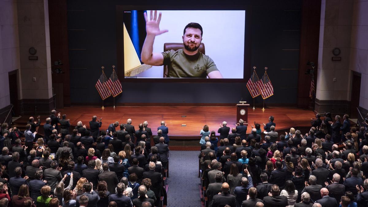 El presidente de Ucrania, Volodimir Zelenski, en el Congreso de EEUU.