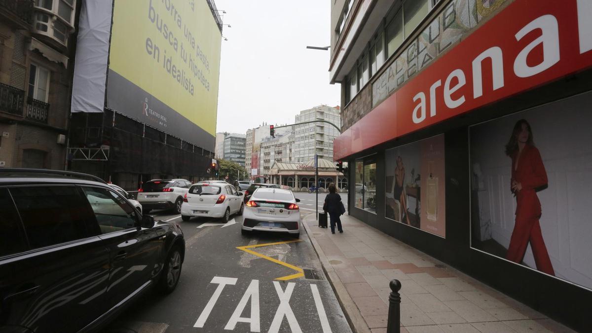 Una parada de taxis de A Coruña.