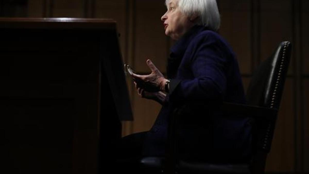 Janet Yellen, durante su comparecencia ante el Congreso, ayer, en Washington.