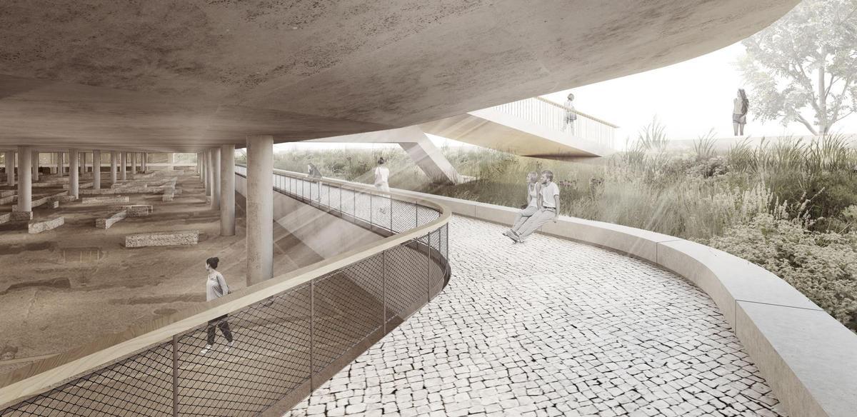 Recreación de la plaza flotante que se construirá sobre los restos arqueológicos de San Esteban en la segunda fase del proyecto.