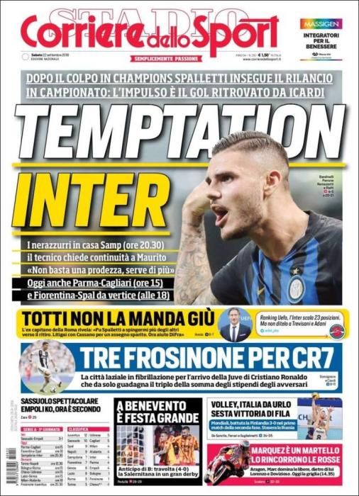 Portada CORRIERE DELLO SPORT sábado 22 septiembre