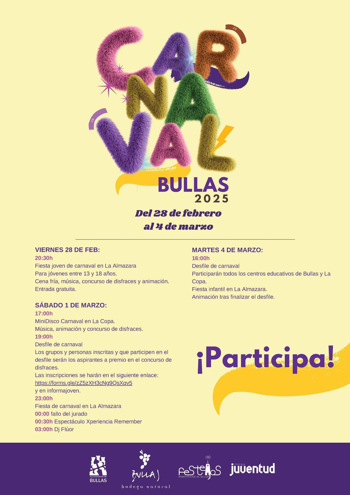 La Concejalía de Festejos de Bullas ha preparado una programación llena de actividades para todos los públicos.