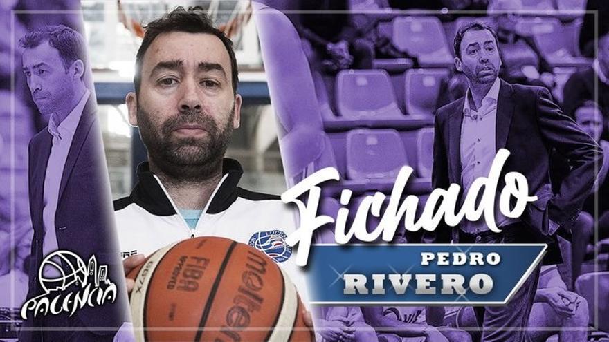 Cartela de presentación de Pedro Rivero como nuevo entrenador del Palencia Baloncesto.