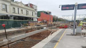 Obras en la estación de Castelldefels