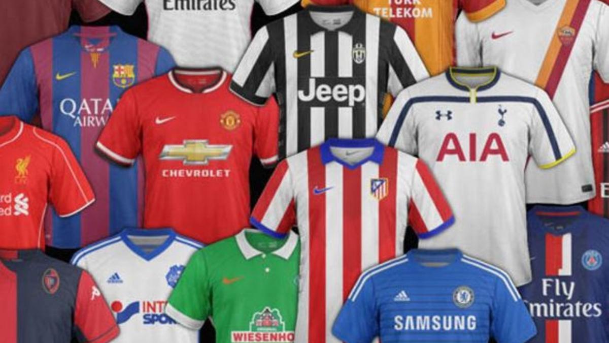 Camisetas de los principales clubs de fútbol del mundo.