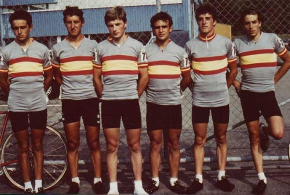 Perico Delgado et le reste de l’équipe espagnole lors de la course Guillermo Tell, en Suisse (1980).