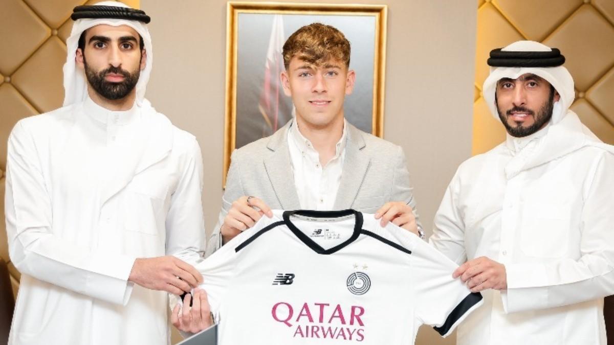 Pau Prim, en el día de su presentación con el Al-Sadd