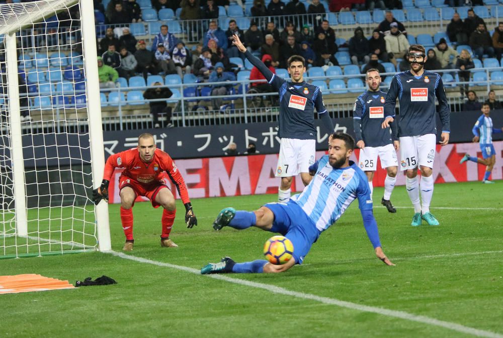 El conjunto blanquiazul comienza el año 2018 perdiendo en La Rosaleda ante el conjunto españolista con un solitario tanto de Sergi Darder al poco de iniciarse el encuentro