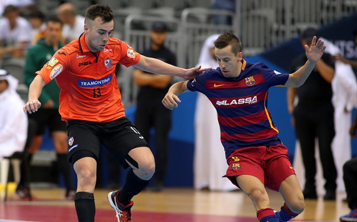 Lin y Rafa durante el Barça-Carlos Barbosa del domingo