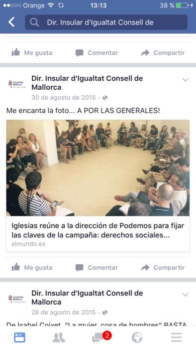 El Pi denuncia que Podemos utiliza el Facebook del Consell para fines partidistas