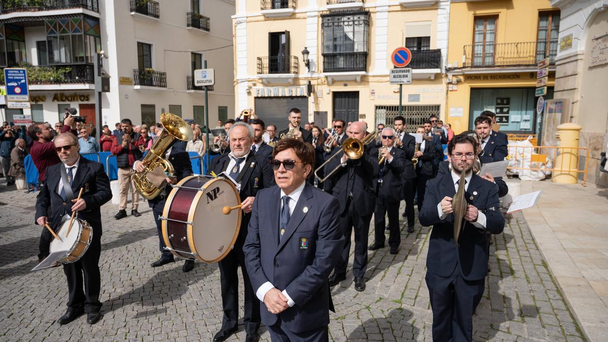 La Banda Municipal de Música de Badajoz, ayer,