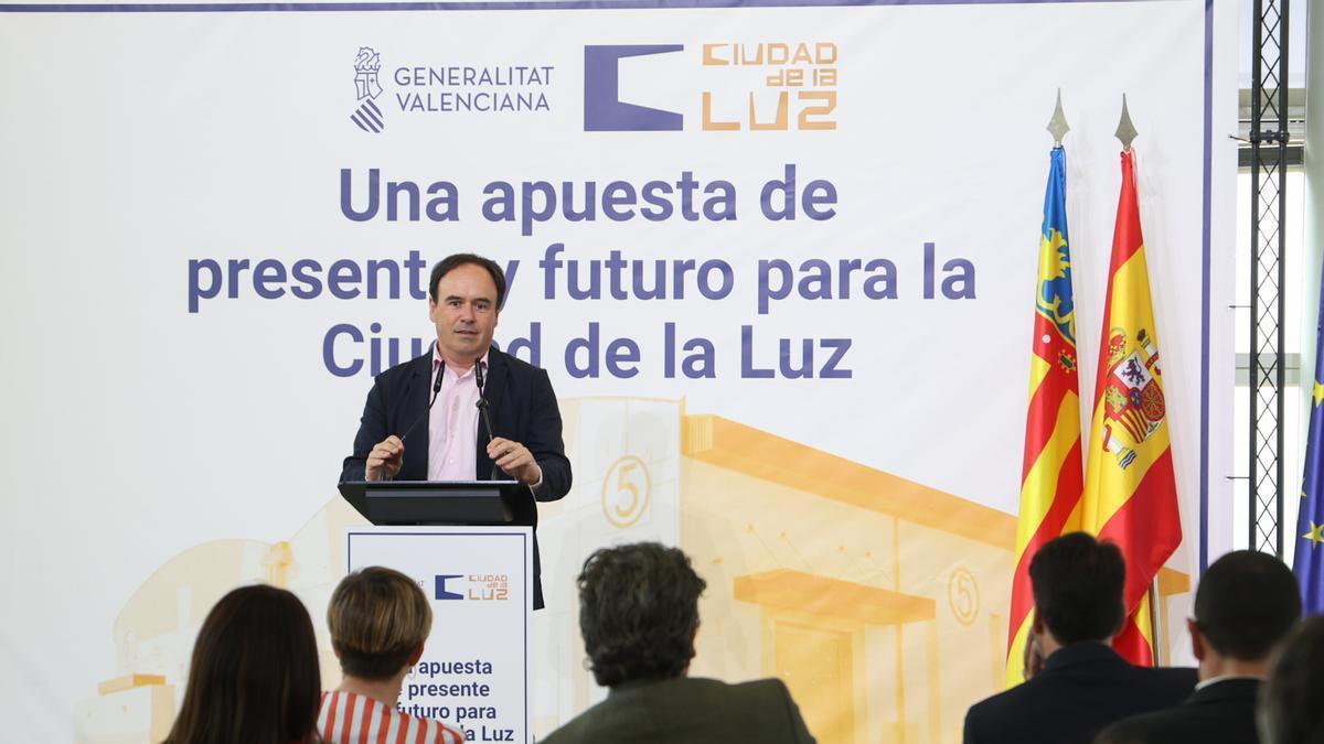 Pérez Llorca, el lunes, en la presentación del proyecto para Ciudad de la Luz.