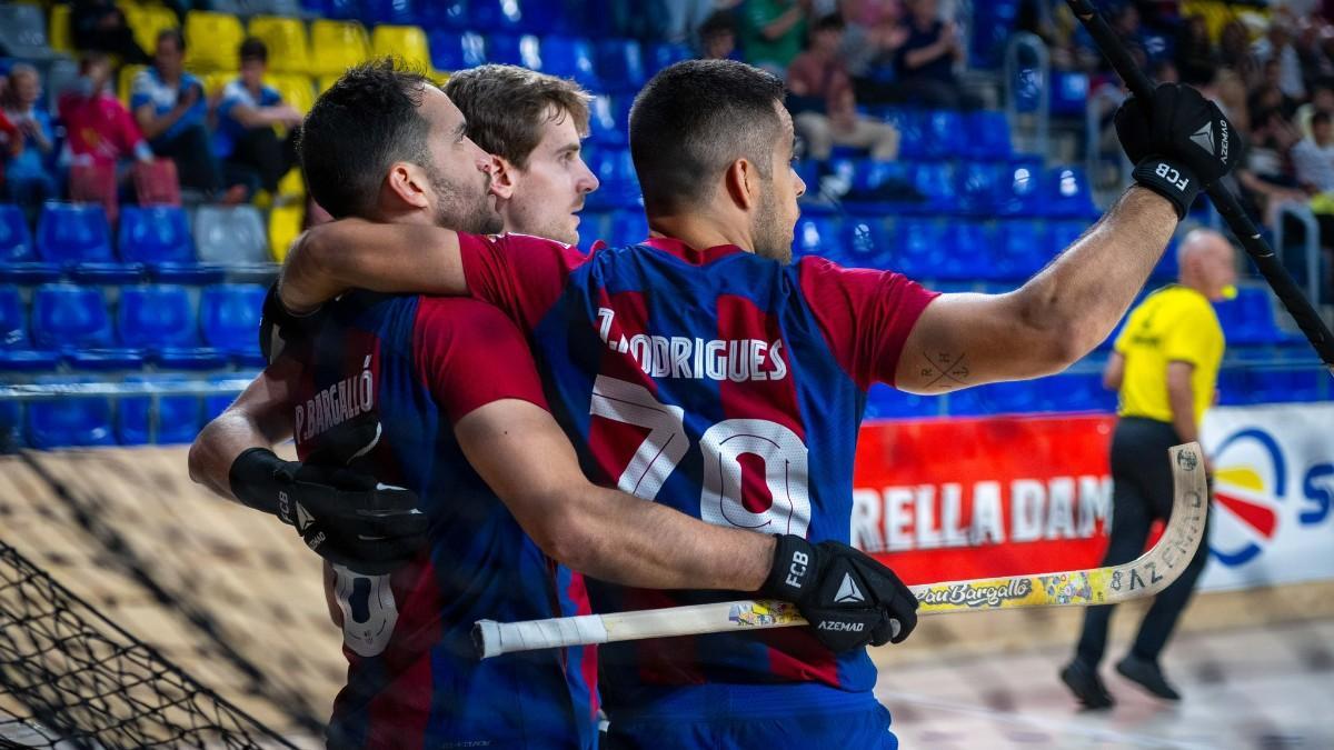Joao, Bargalló y Marc Grau celebran un gol