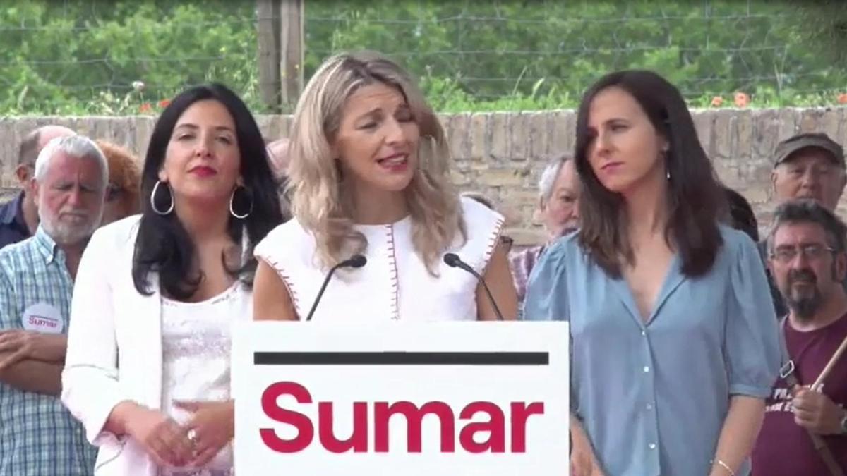 Yolanda Díaz e Ione Belarra, juntas en Navarra, piden el voto para Sumar
