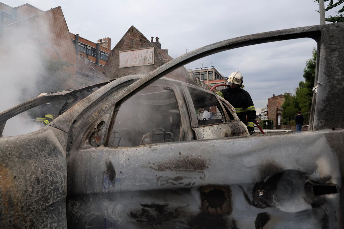 Aftermath after a third night of riots between protesters and police in France