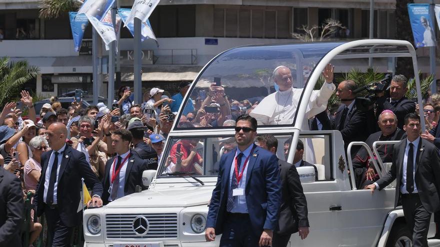 El papa León XIV, a su paso por Vegueta