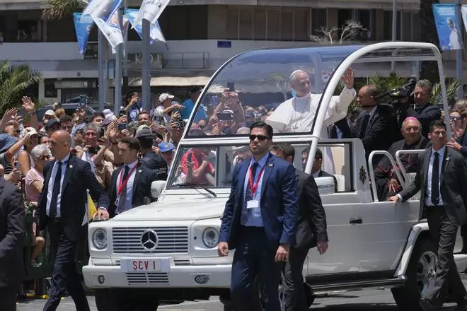El papa León XIV, a su paso por Vegueta