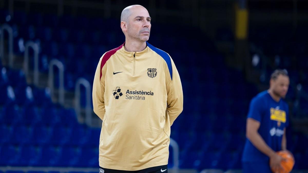 Joan Peñarroya, durante un entrenamiento del Barça de basket