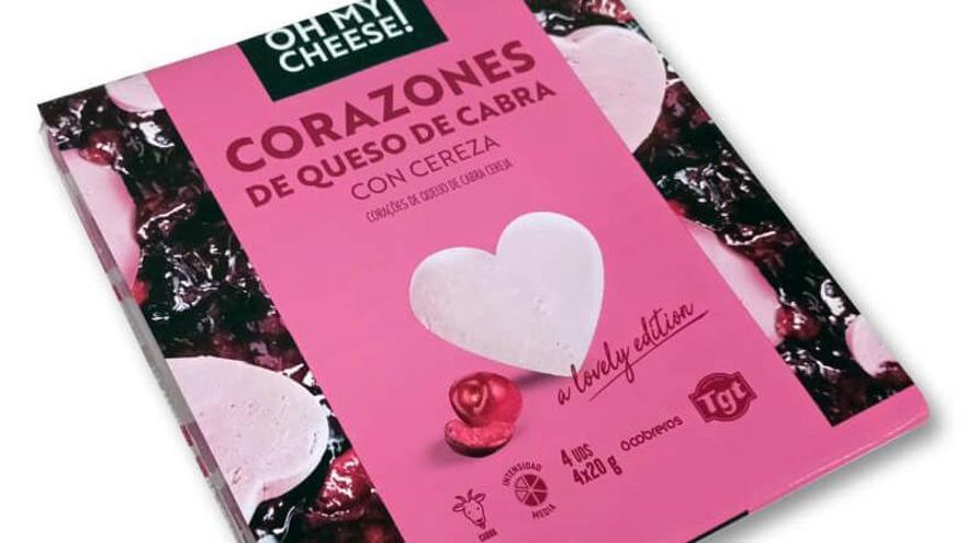 Corazones de queso de cabra con cereza de Lácteas Cobreros.