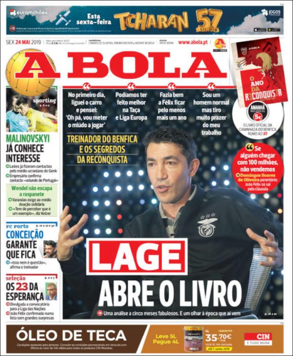 Portada A BOLA viernes 24 de mayo de 2019