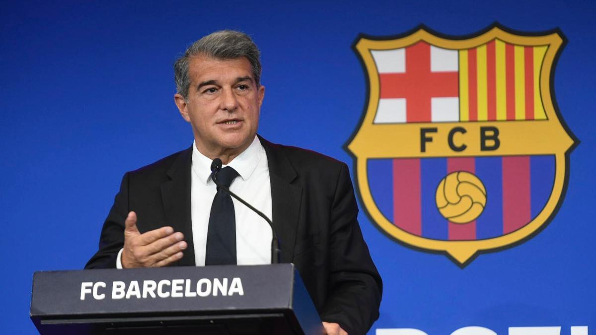 Rueda de prensa del presidente del FC Barcelona, Joan Laporta.