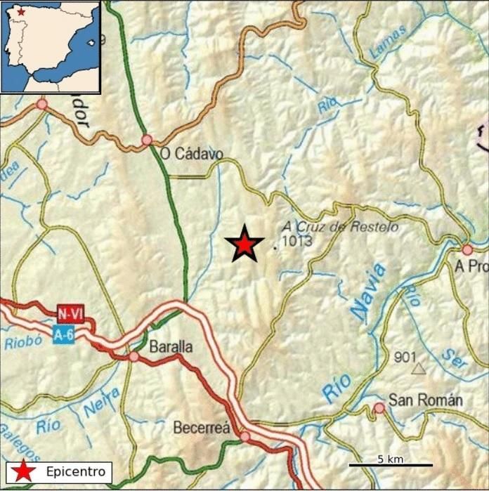 El terremoto que se registró en la madrugada del pasado miércoles tuvo su epicentro en el concello lucense de Baleira.