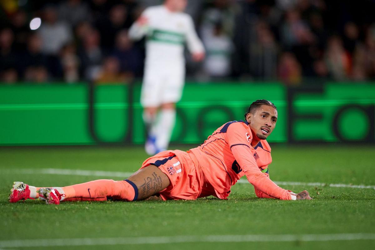 Raphinha of FC Barcelona reacts during the Spanish League, LaLiga EA Sports, football match played between Elche CF and FC Barcelona at Estadio Manuel Martinez Valero on January 31, 2026 in Elche, Alicante, Spain. AFP7 31/01/2026 ONLY FOR USE IN SPAIN. Francisco Macia / AFP7 / Europa Press;2026;SPAIN;SPORT;ZSPORT;SOCCER;ZSOCCER;Elche CF v FC Barcelona - LaLiga EA Sports;