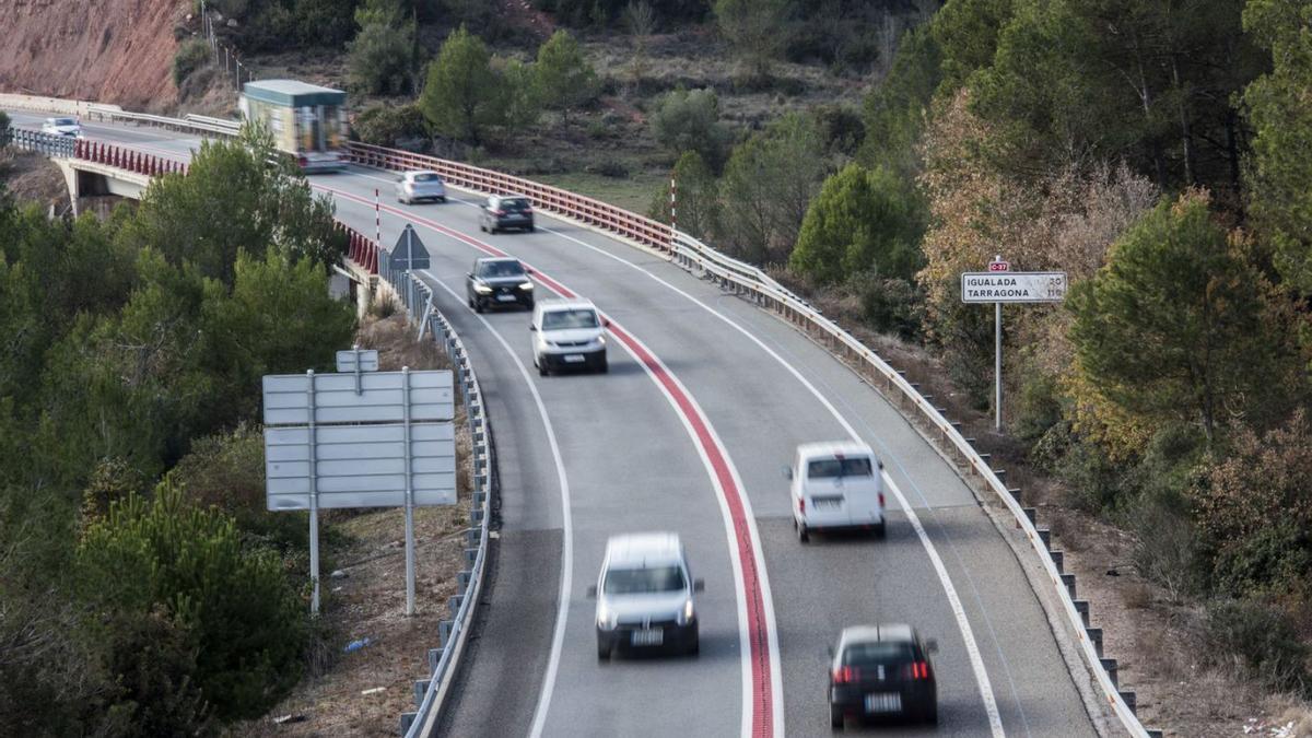 Vehicles circulant ahir al migdia al tram entre Manresa i Igualada, que és el menys transitat | OSCAR BAYONA