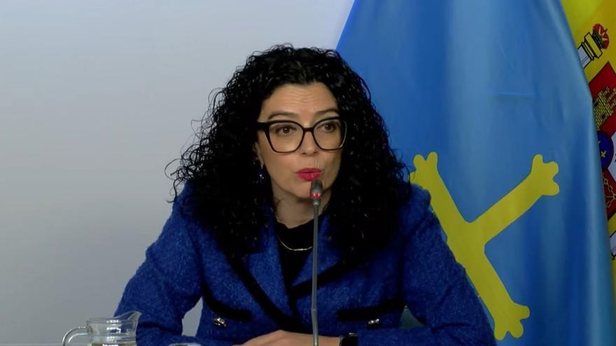 La conseyera de Cultura, Política Llingüística y Deporte, Vanessa Gutiérrez, informa en rueda de prensa sobre'l proyeutu de presupuestos pa 2026.