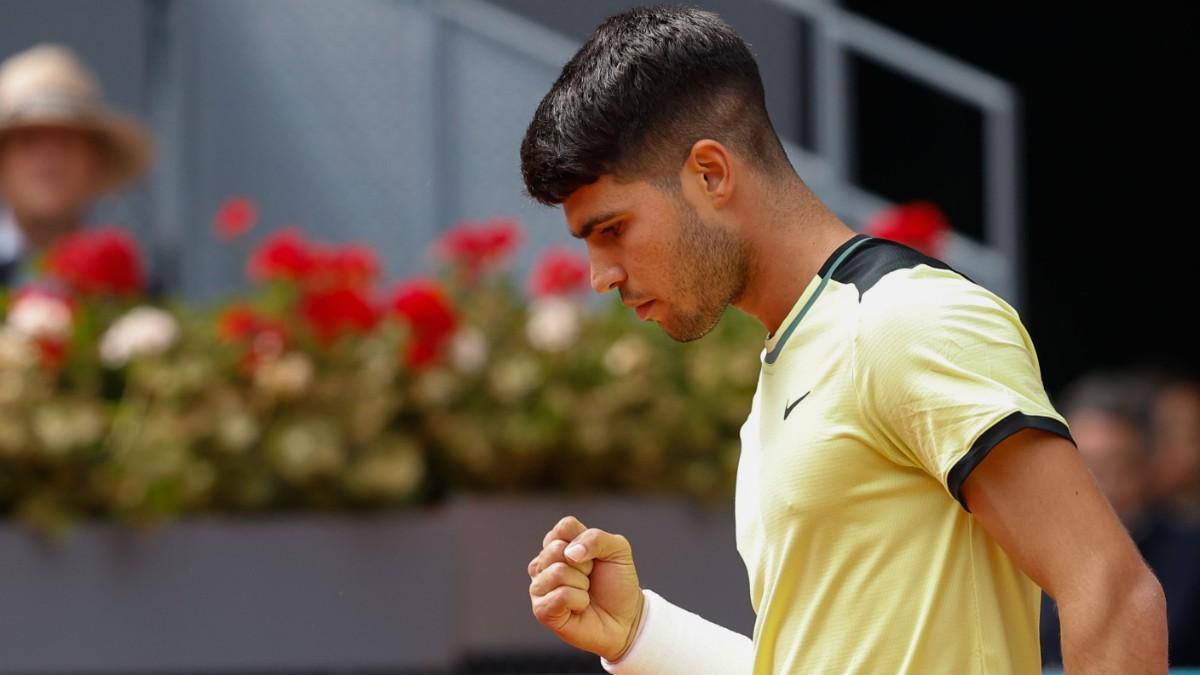 Alcaraz celebra un punto ante Shevchenko