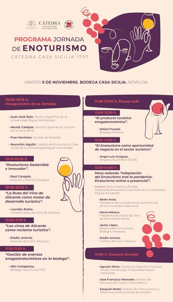 Programa de la jornada de Enoturismo en Alicante