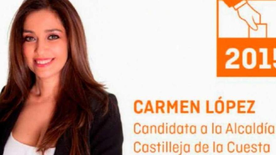 Cartel con la candidatura de Carmen López para Ciudadanos.