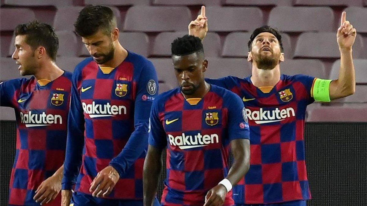 Leo Messi celebra el segundo gol del Barça