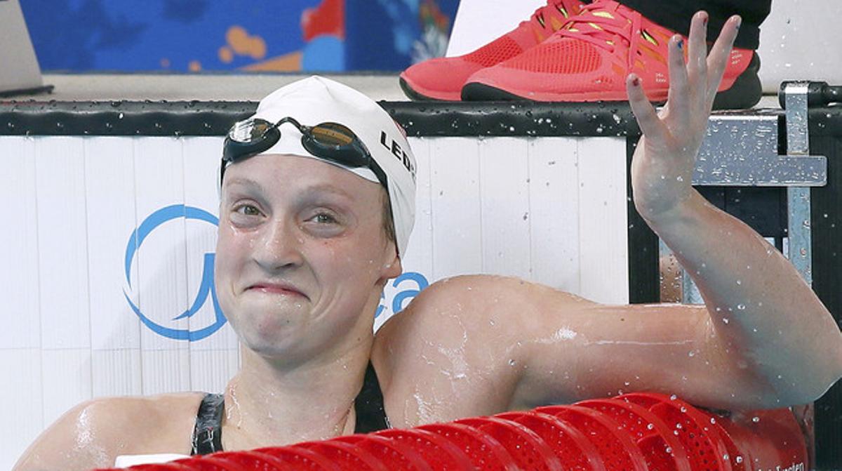 La nedadora nord-americana Katie Ledecky, després de batre el rècord del món dels 1.500 metres a Kazan.