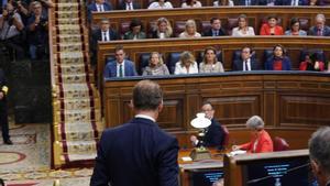 Alberto Núñez Feijóo, antes de su intervención en el Congreso