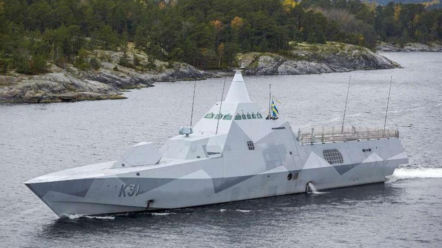 Una corbeta de la Marina sueca, en aguas del archipiélago de Estocolmo.