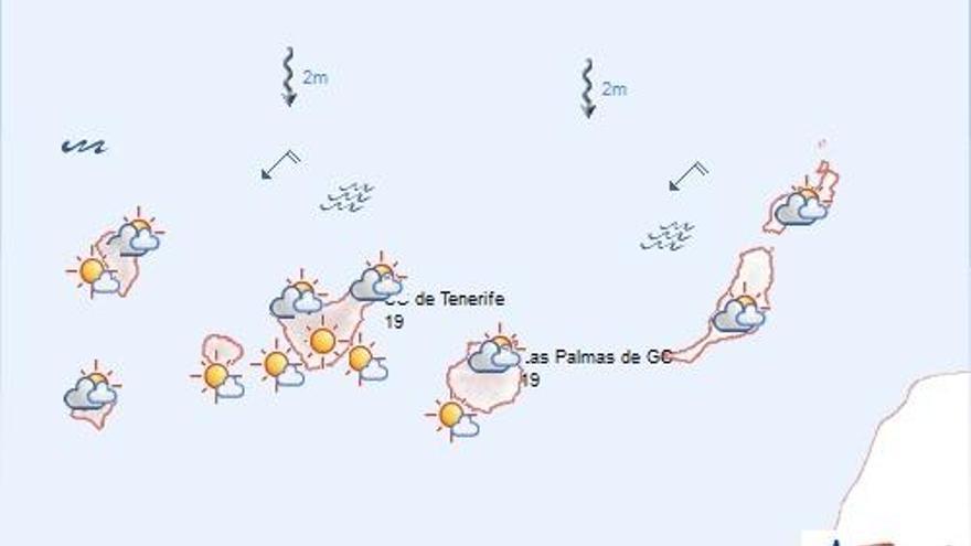 Cielos nubosos y lluvias al norte de Canarias