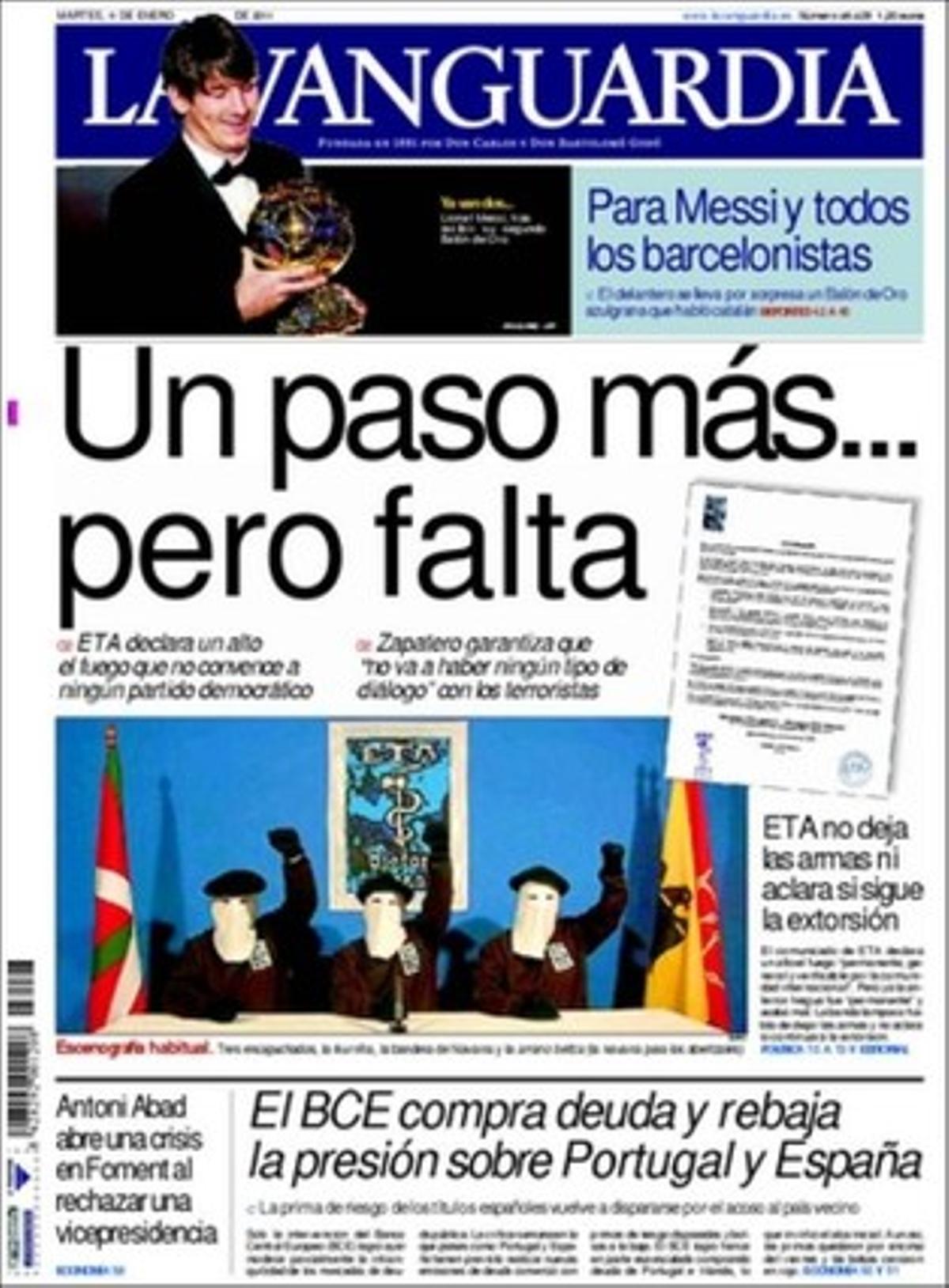 ’La Vanguardia’ dóna rellevància, a més, al fet que Nadal es proposa per liderar el PSC com a opció de consens, i al debat, després de l’atemptat ultradretà de Tucson, sobre l’extremisme verbal del Tea Party que ha encoratjat la crispació política als Estats Units.