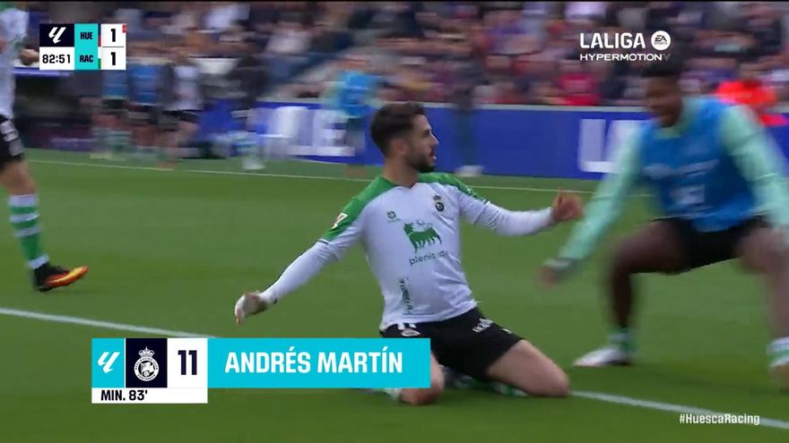 El 1-2 del Racing de Santander en el Huesca 1-3 Racing de Santander de la jornada 36 de LaLiga Hypermotion