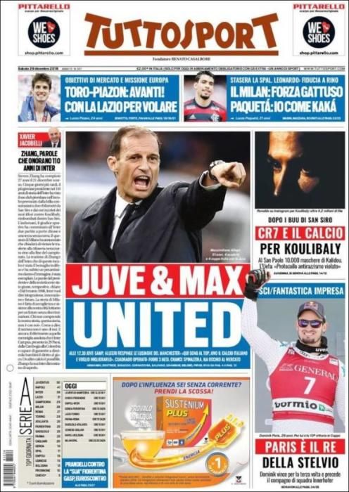 Portada TUTTOSPORT sábado 29 de diciembre 2018