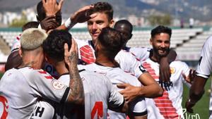 Celebración de gol de lHospitalet