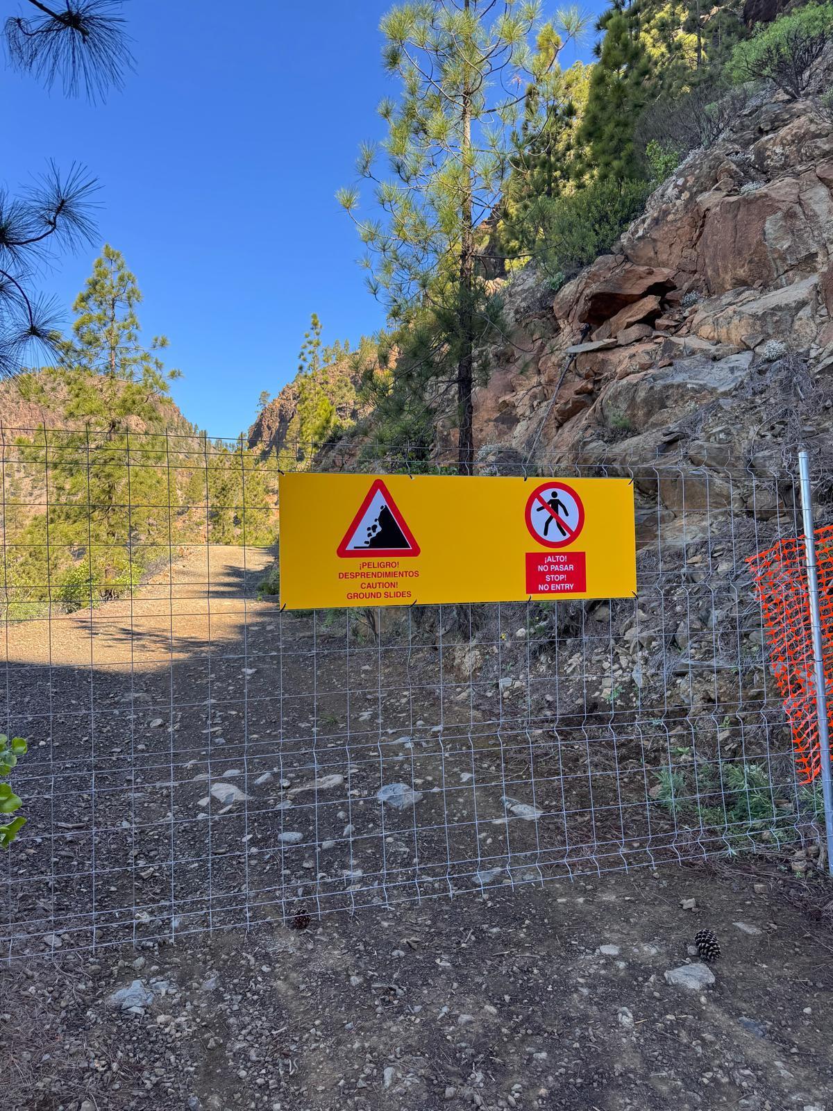 Imagen de la zona cerrada por los derrumbes que obliga al cambio del recorrido de la Transgrancanaria.