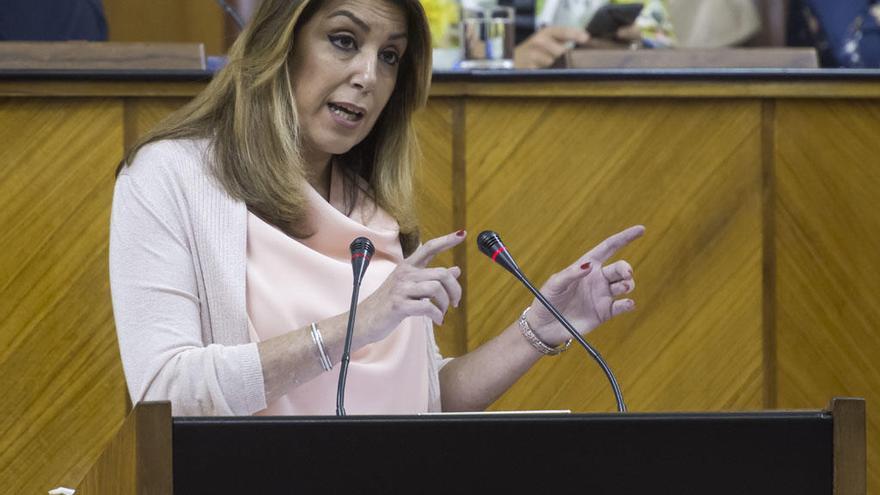 Susana Díaz, en su intervención inicial en el debate del parlamento andaluz.