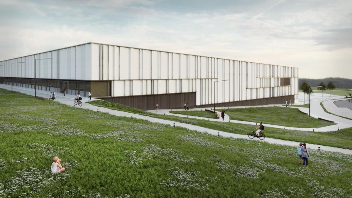 Recreación de la pista cubierta de atletismo proyectada en Ciudad Naranco.